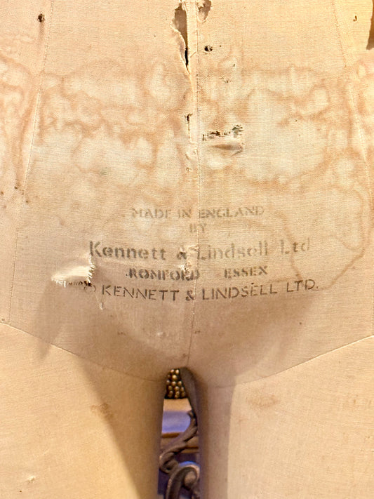Vintage Kennett & Lindsell Ltd (Est. 1877) Legged Dress Form Mannequin – Cream Linen, Adjustable Stand