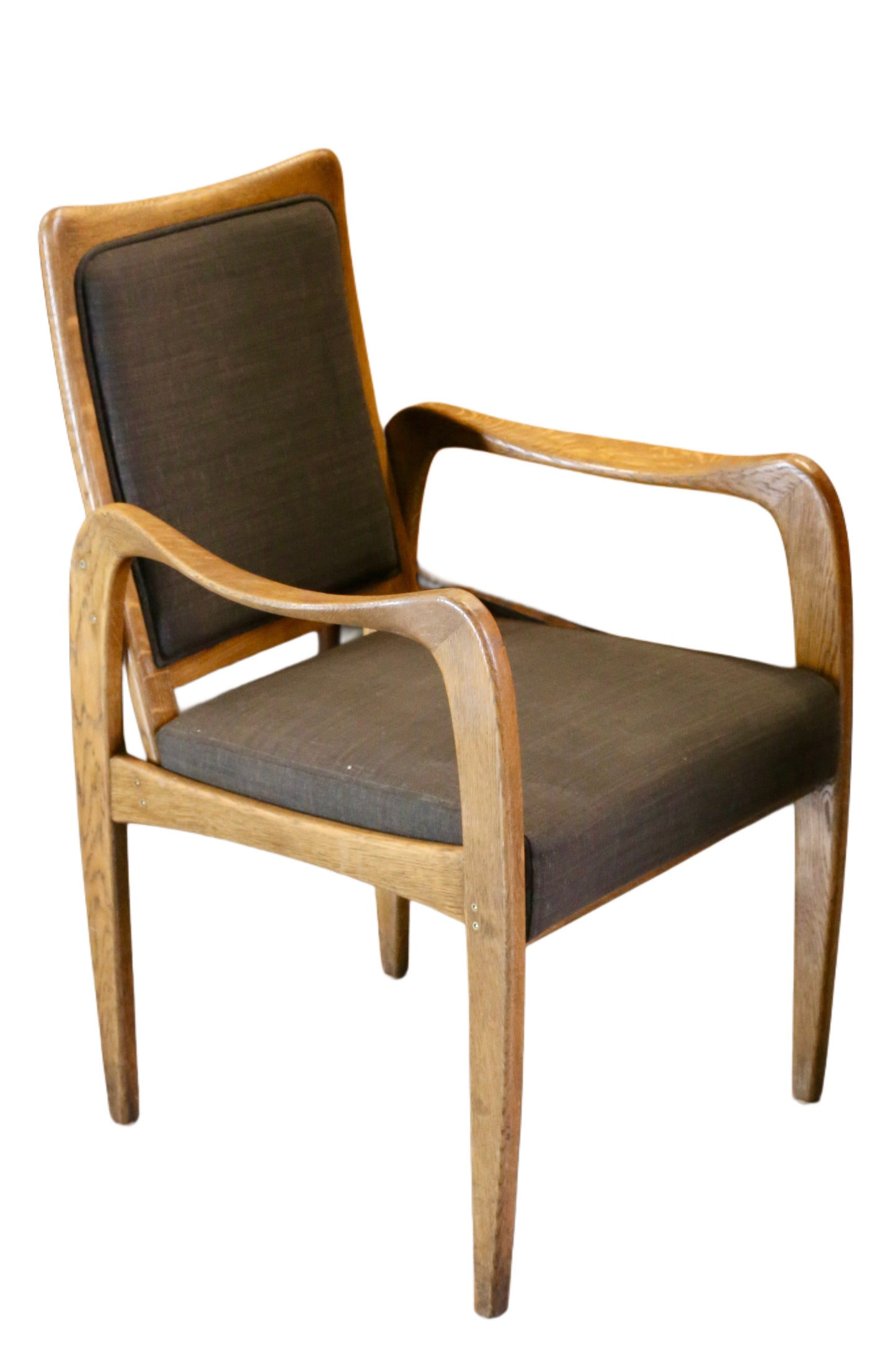 Set of 4 Mid Century Modern Danish Design Sculpted Oak Armchairs