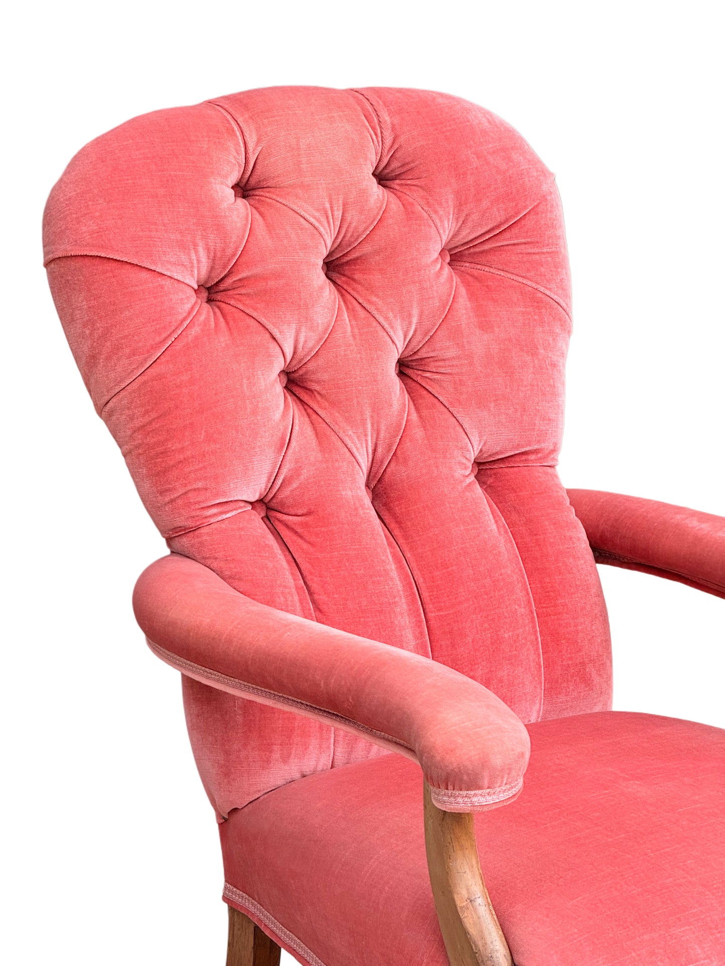 Antique Victorian Pink Velvet Howard Style Armchair, UK 19th Century