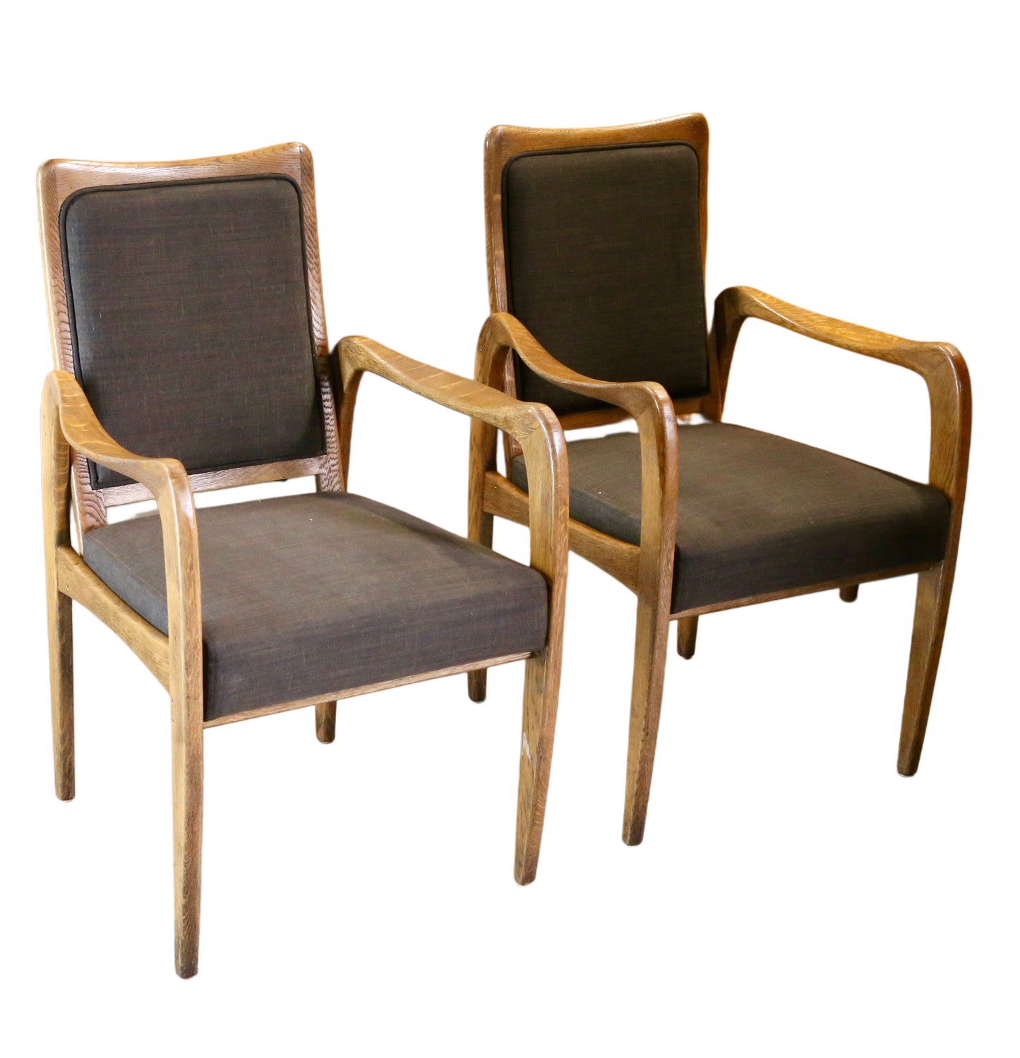 Set of 4 Mid Century Modern Danish Design Sculpted Oak Armchairs
