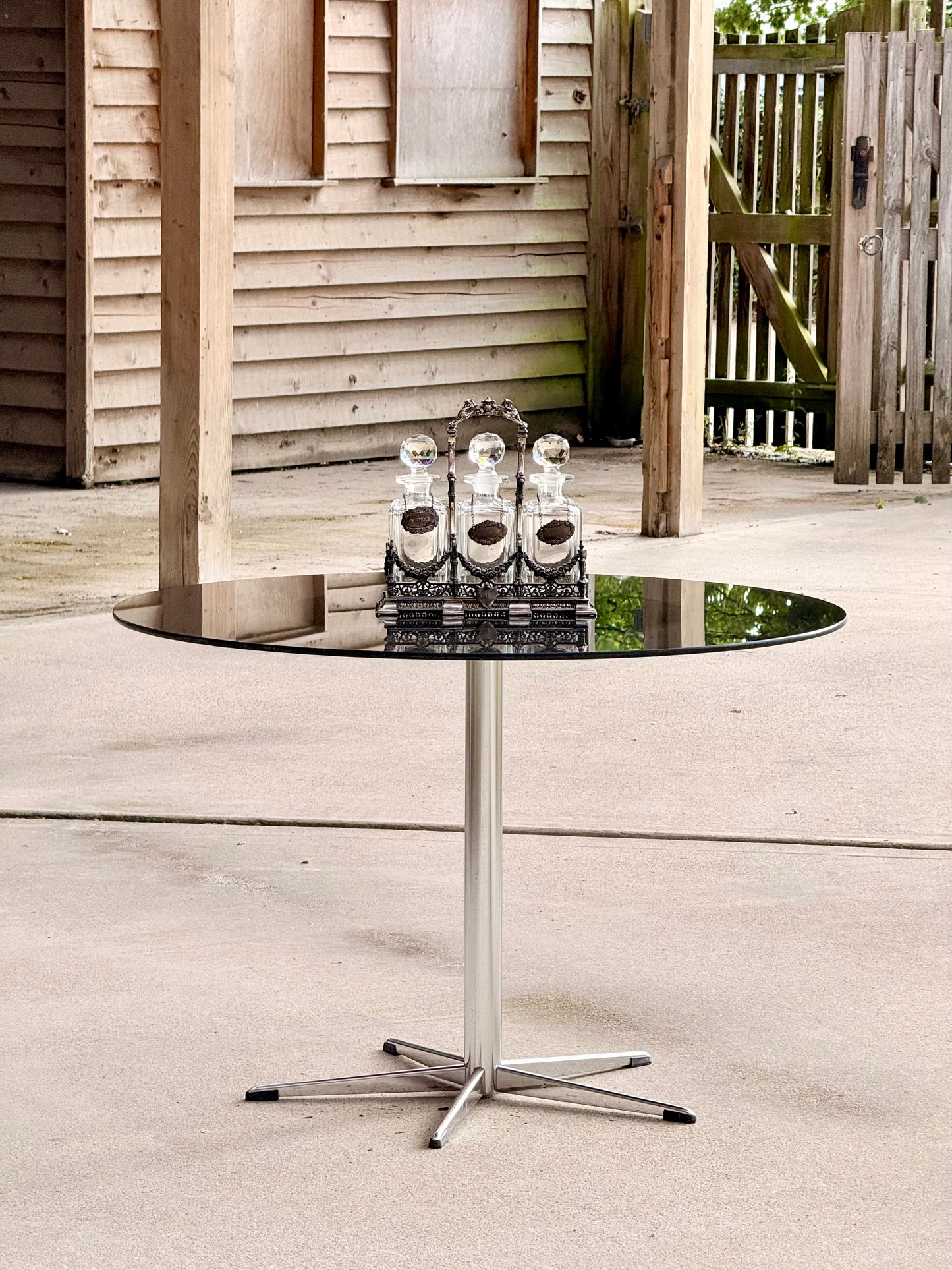 Exceptional Antique Silver-Plated Tantalus Decanter Set with Cut Crystal Bottles | Victorian English Barware, Circa 1880