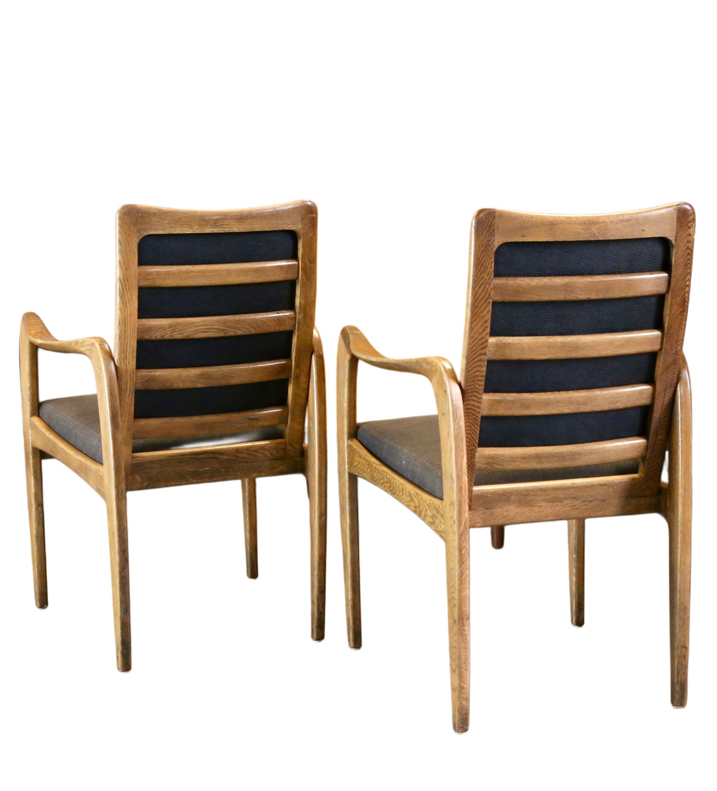 Set of 4 Mid Century Modern Danish Design Sculpted Oak Armchairs