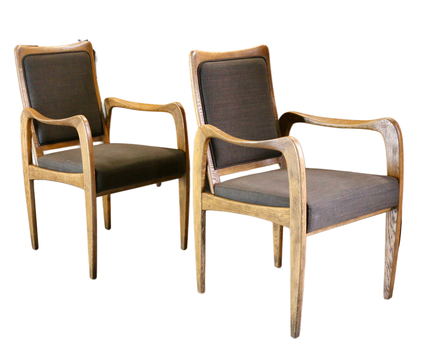 Set of 4 Mid Century Modern Danish Design Sculpted Oak Armchairs