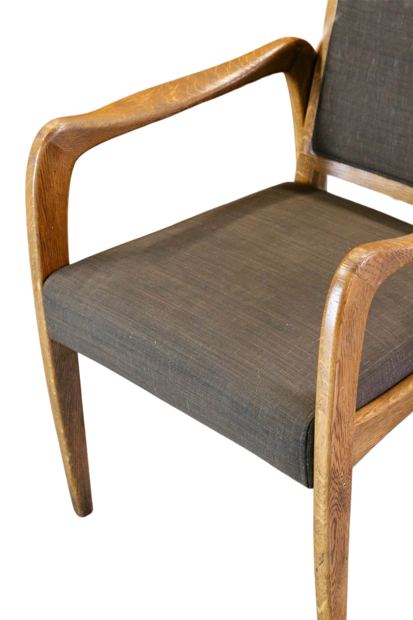 Set of 4 Mid Century Modern Danish Design Sculpted Oak Armchairs