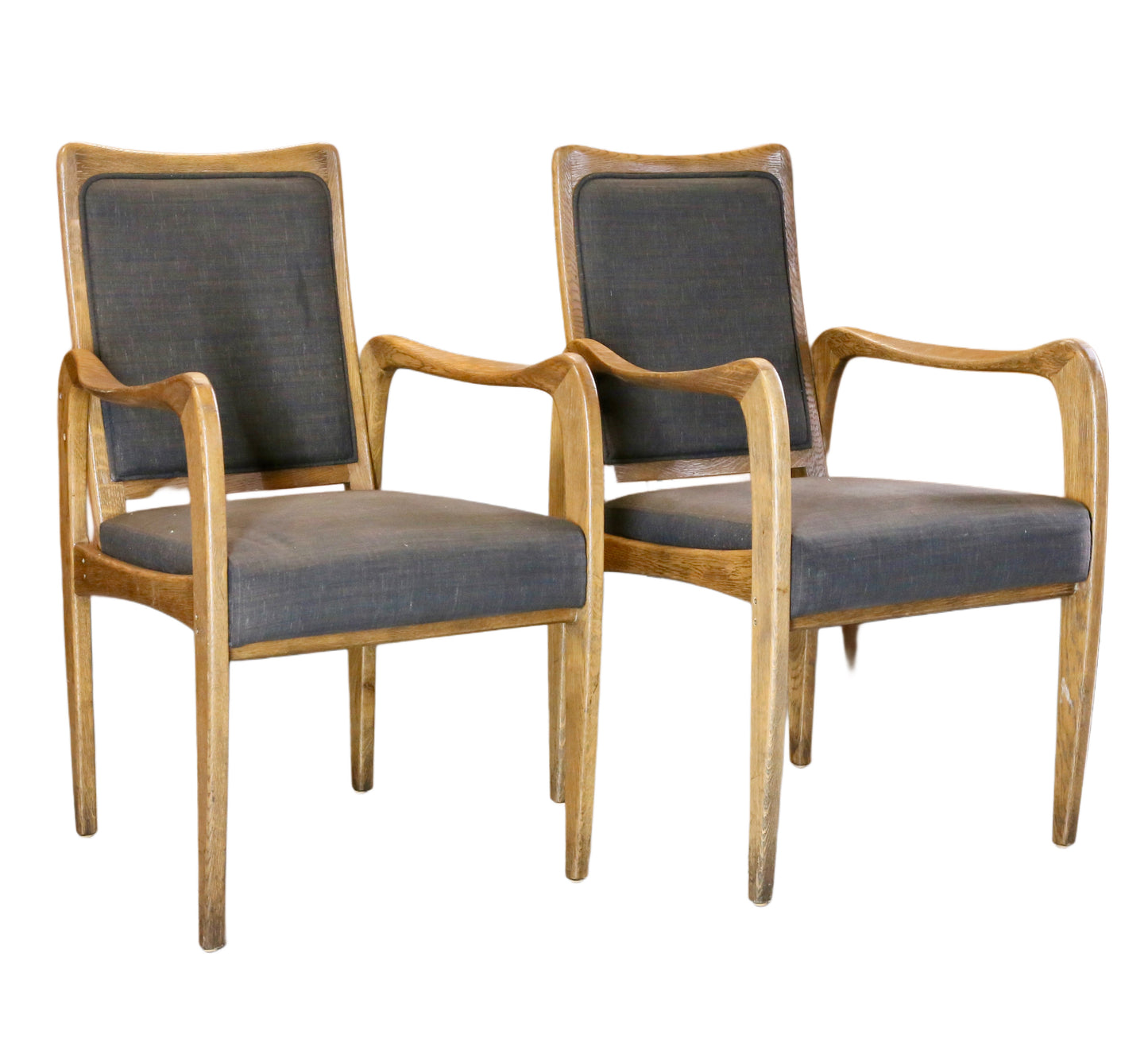 Set of 4 Mid Century Modern Danish Design Sculpted Oak Armchairs