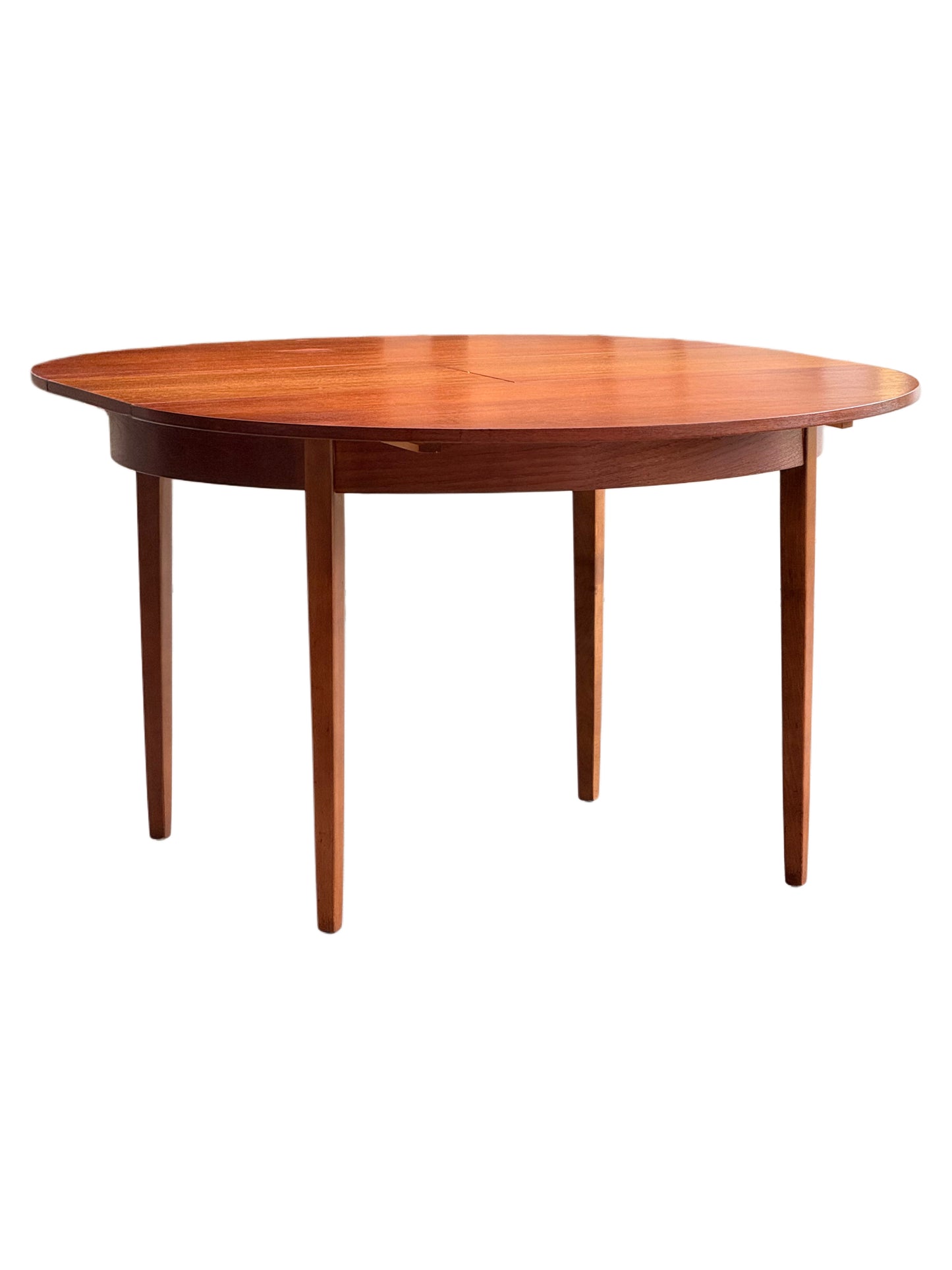 Mid Century Danish Design Round Teak Extending Dining Table.
