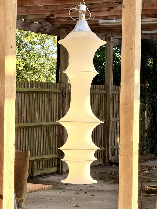 Bruno Munari Falkland pendant lamp, full length hanging outdoors