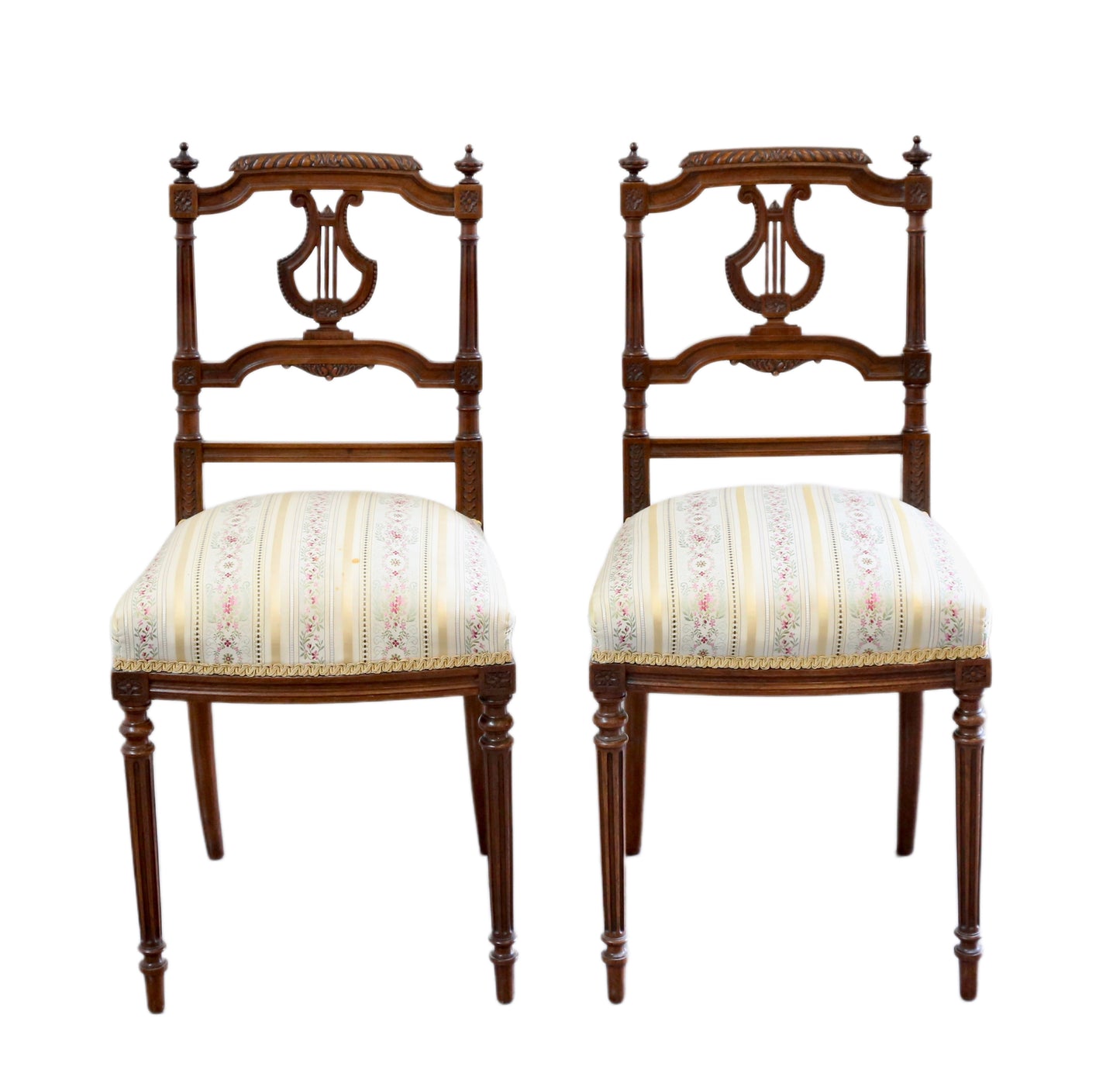 Pair, Antique Mahogany Lyre Back Side Chairs
