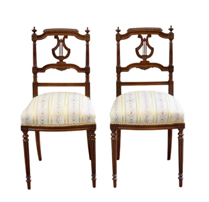 Pair, Antique Mahogany Lyre Back Side Chairs