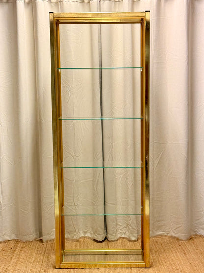 Italian Mid-Century Gilt Brass Etagere by Renato Zevi - Vintage Glass Shelves 202cm