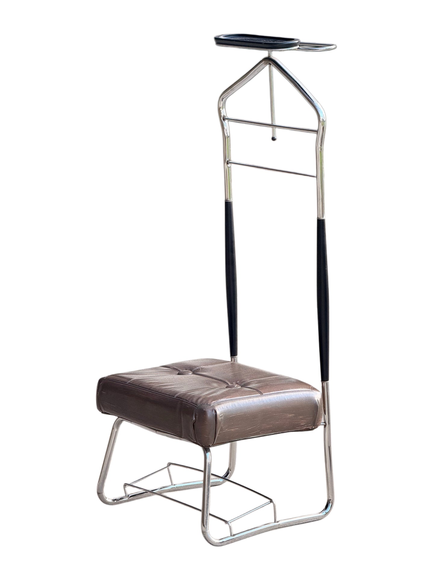 Mid-Century Chrome Valet Chair - 1950s Gentleman’s Suit Hanger 122cm