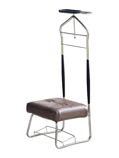 Mid-Century Chrome Valet Chair - 1950s Gentleman’s Suit Hanger 122cm