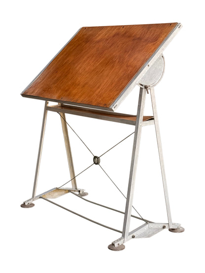 Vintage Industrial Architects Drafting Drawing Table Adjustable Mid Century