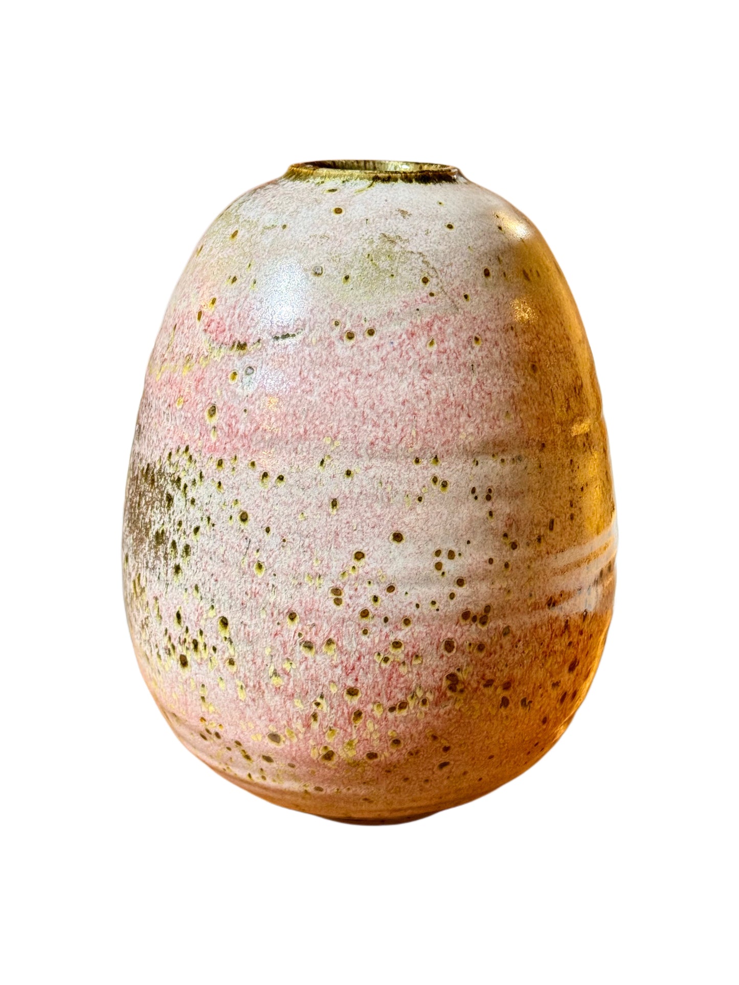 Gérald Pott (1936–2021) Wood-Fired Stoneware Vase – Bulbous Form, Multicoloured Reduction Glaze