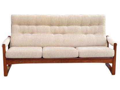 Guy Rogers Virginia 3 Seater Sofa - Afromosia Teak Beige - Mid Century Modern