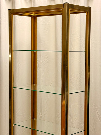 Italian Mid-Century Gilt Brass Etagere by Renato Zevi - Vintage Glass Shelves 202cm