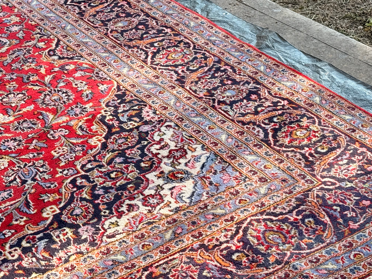 Large Persian Kashan Rug 410 x 292cm Hand Knotted Wool Carpet