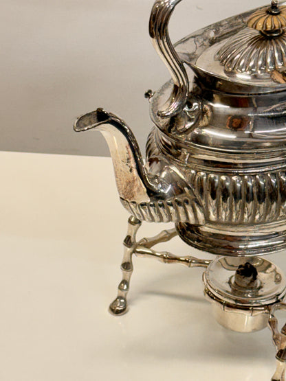 James Dixon & Sons Victorian Silver Plated Spirit Kettle on Stand with Burner