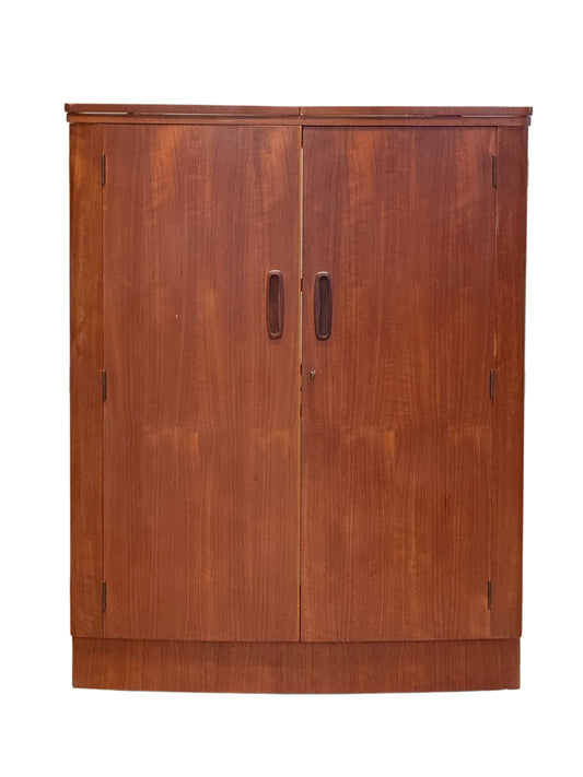 Vintage Turnidge of London Teak Cocktail Bar Cabinet – Mid-Century Flip-Top, 1960s