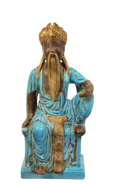 Mid-Century French Table Lamp with Italian Ugo Zaccagnini Turquoise Ceramic Figure - Vintage Decor