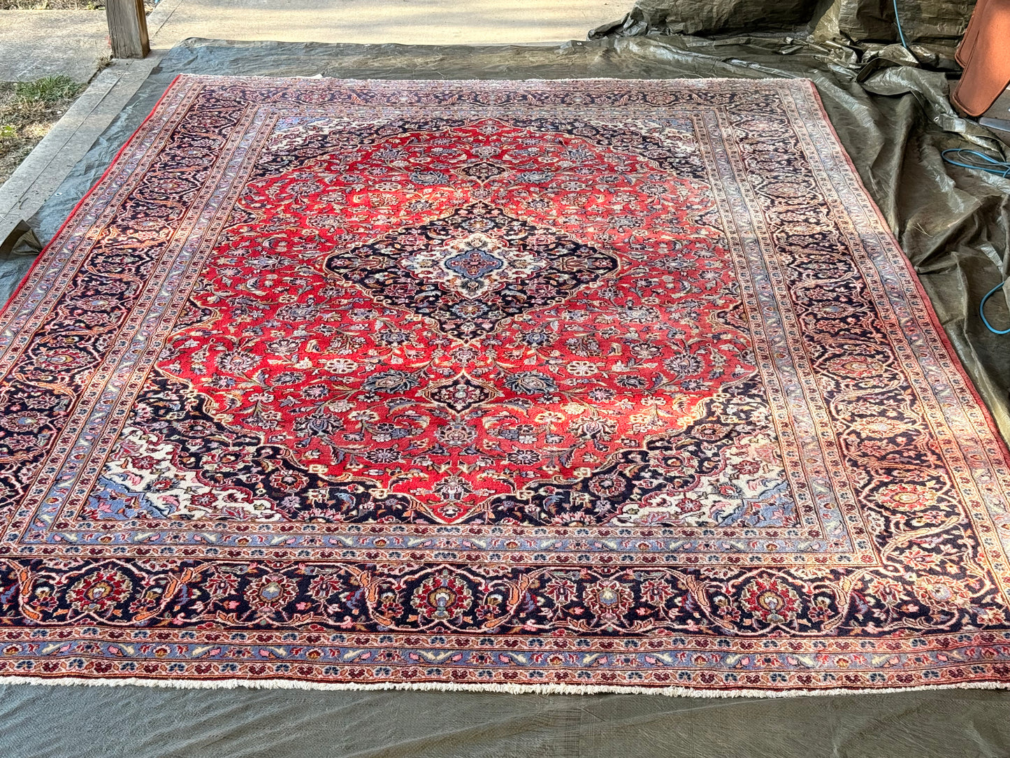 Large Persian Kashan Rug 410 x 292cm Hand Knotted Wool Carpet