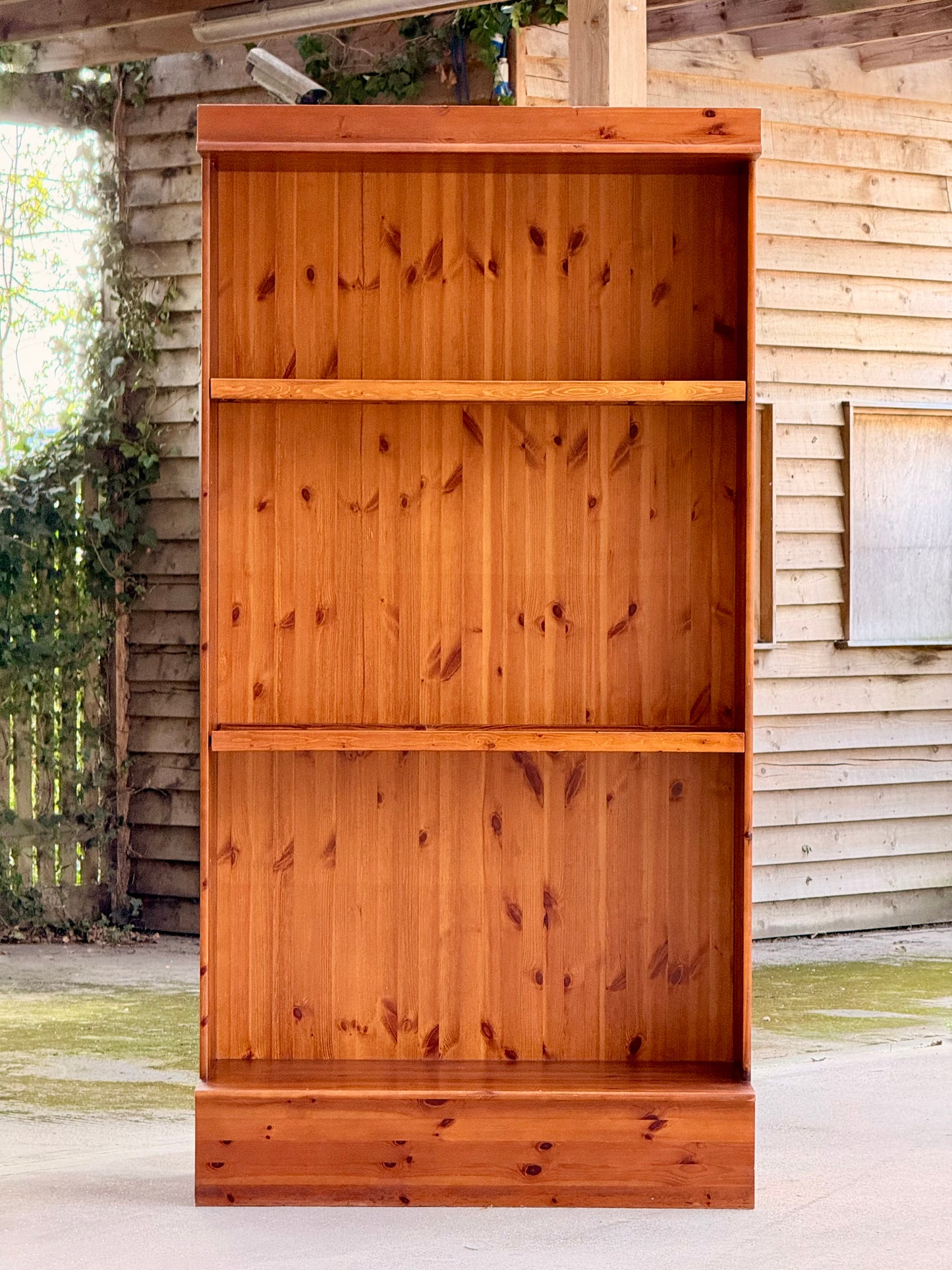Large Solid Pine Open Bookcase H235cm × W122.5cm × D60cm Rustic Traditional Shelving Unit