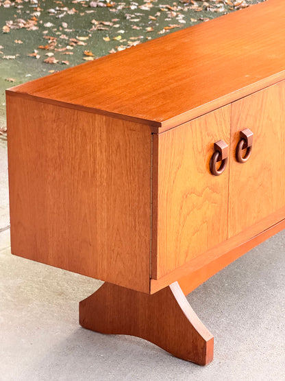 Beautility Teak Sideboard, Mid-Century Masterpiece with Sculptural Trestle Base, 1960s British Craftsmanship