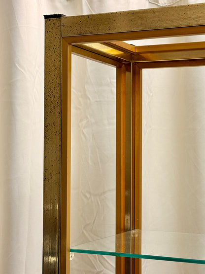 Italian Mid-Century Gilt Brass Etagere by Renato Zevi - Vintage Glass Shelves 202cm