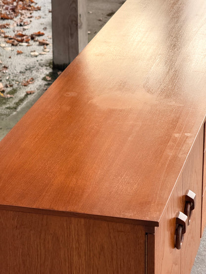 Beautility Teak Sideboard, Mid-Century Masterpiece with Sculptural Trestle Base, 1960s British Craftsmanship