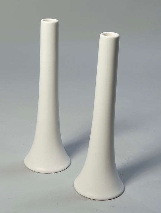 Pair Of Floris Meydam White Ceramic Dutch Mid Century Vases By Flora Keramiek