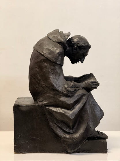 William Lazard (b.1936) - “Reading Monk” Fibreglass Sculpture, Signed & Dated 1995