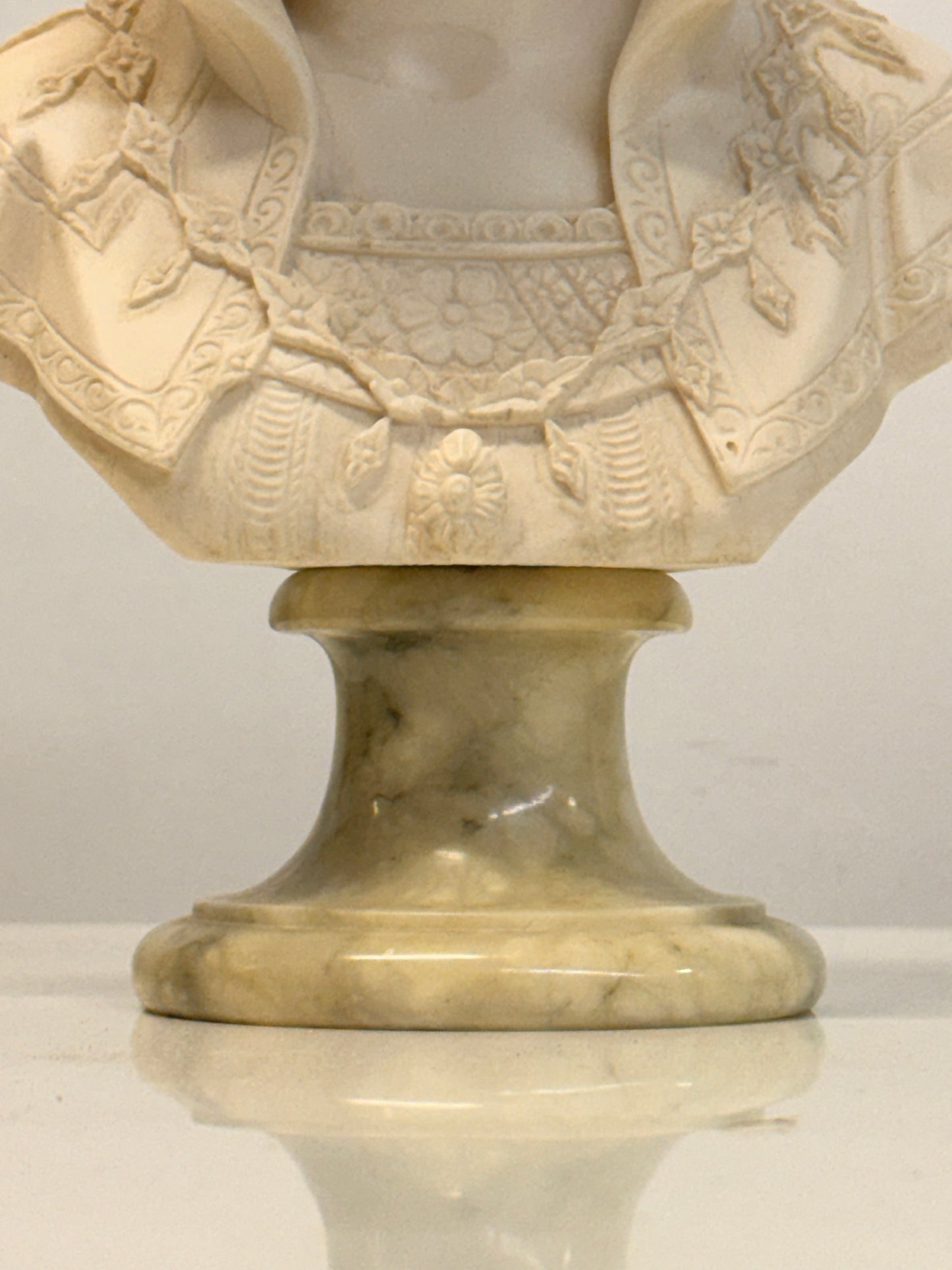 Arnaldo Giannelli 1980 Signed Composite Marble Bust Lady with Plumed Hat - Italian.