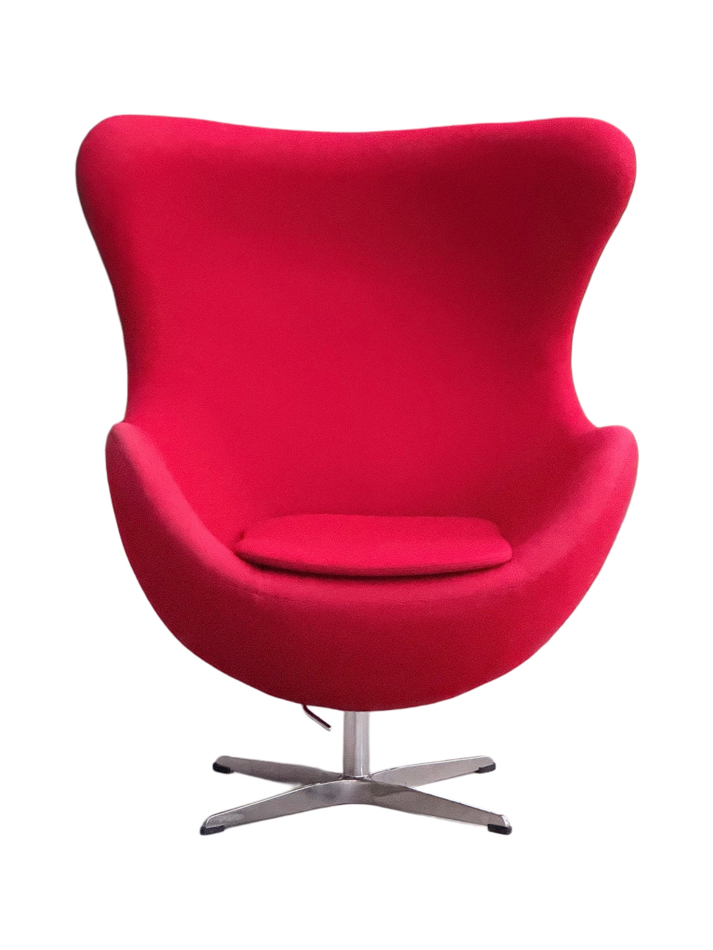 After Arne Jacobsen Egg Chair Model 3316 - Fritz Hansen Style Red Swivel Lounge Chair.