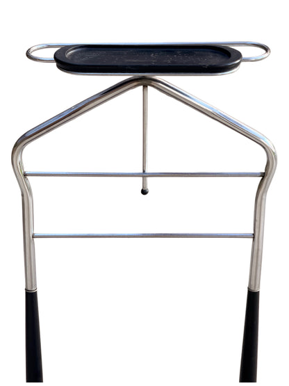 Mid-Century Chrome Valet Chair - 1950s Gentleman’s Suit Hanger 122cm