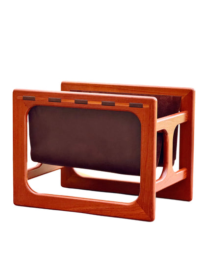 Aksel Kjersgaard for Salin Møbler Danish Teak & Twin Leather Magazine Rack
