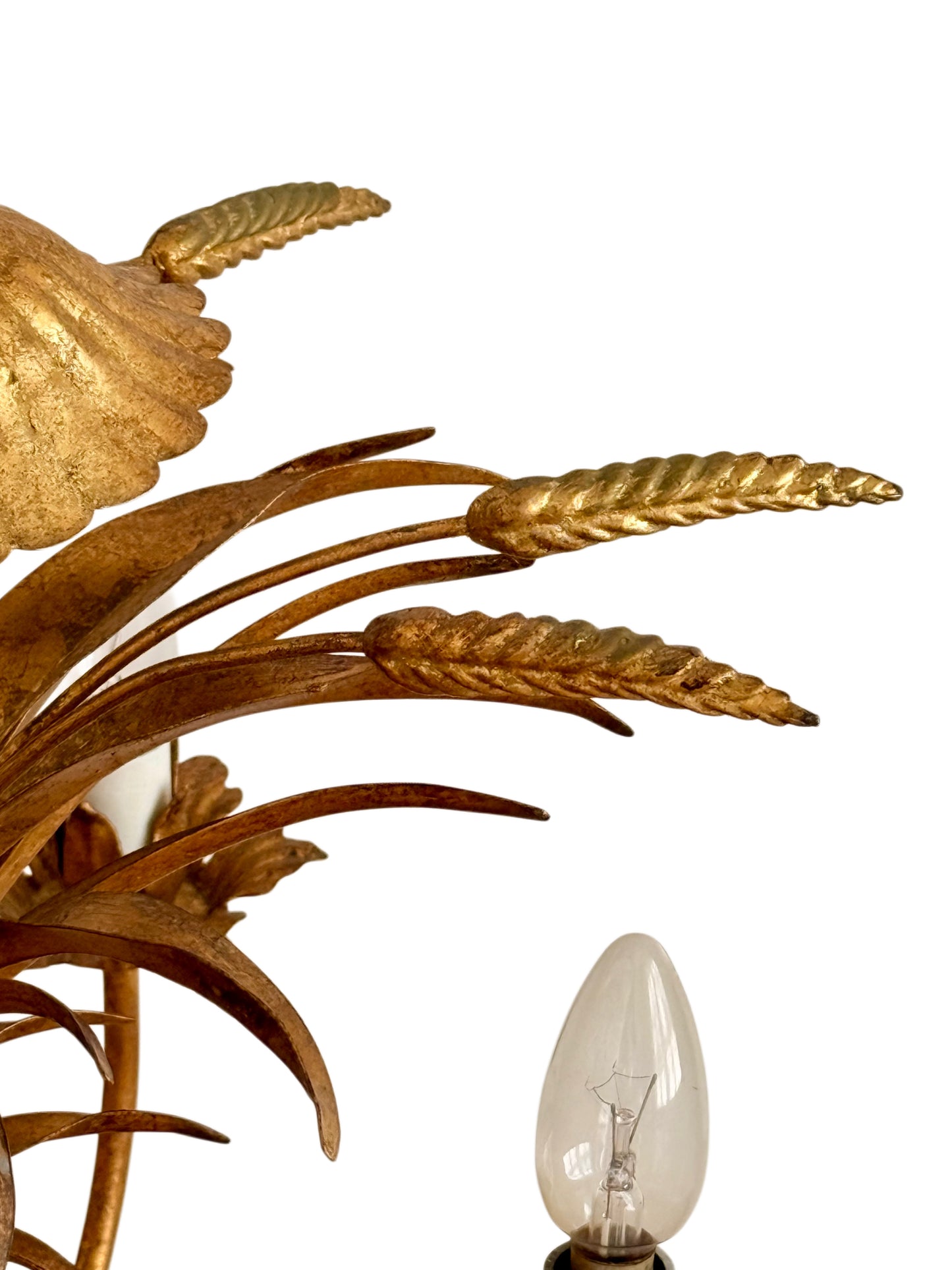 Gilt Metal Wheat Sheaf Chandelier 1960s Design