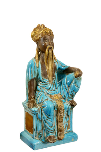 Mid-Century French Table Lamp with Italian Ugo Zaccagnini Turquoise Ceramic Figure - Vintage Decor