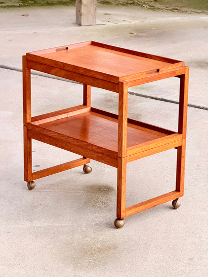 Vintage 1960s White & Newton Metamorphic Teak Serving Trolley - Modular Midcentury Modern British Design Bar Cart with Detachable Tray