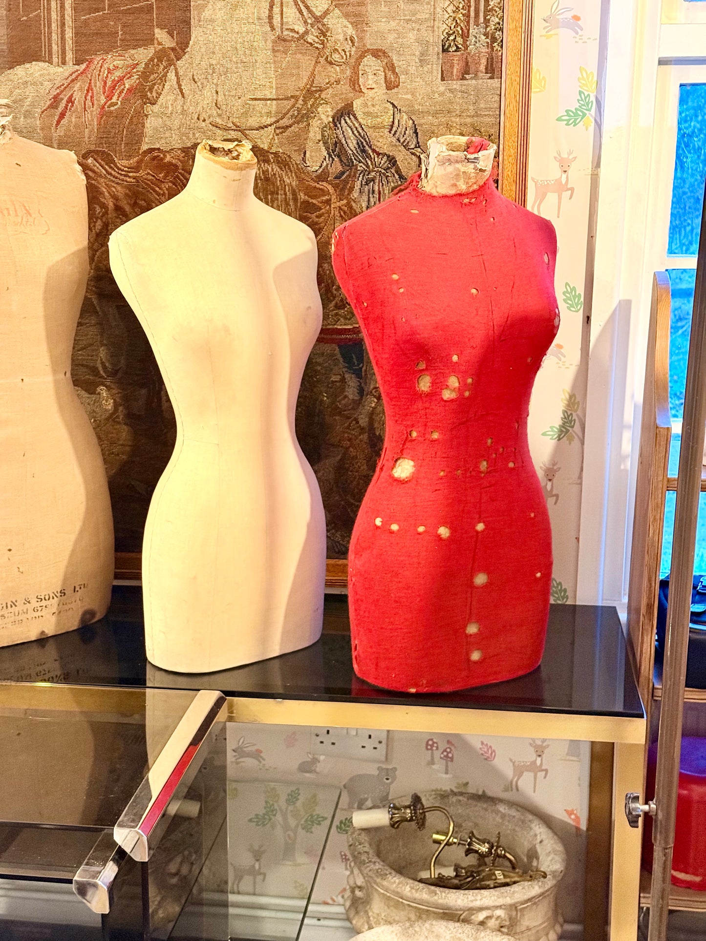 Vintage Stockman Paris (Est. 1867) Dress Form Mannequin – Red, Wasp Waist