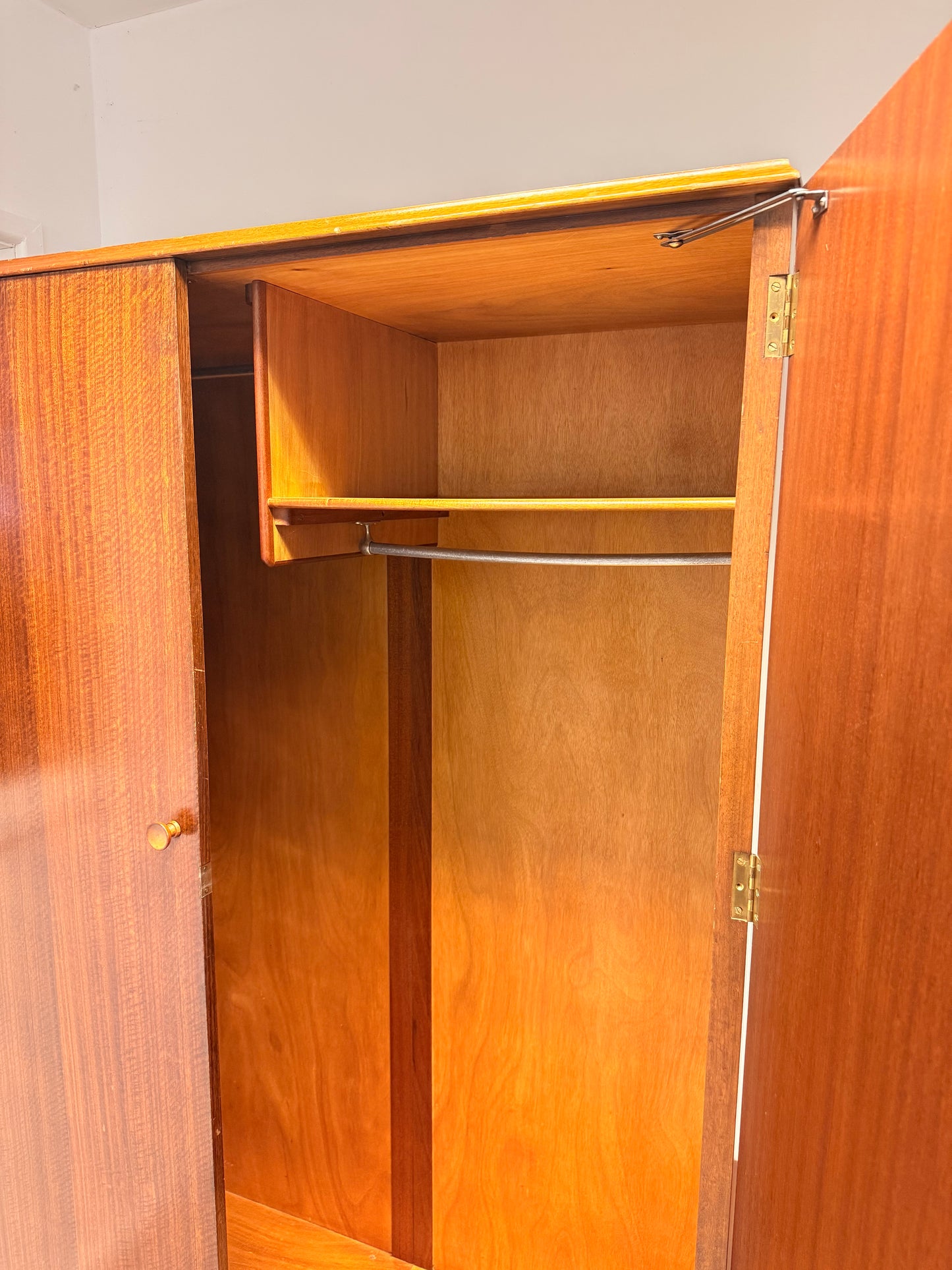 Vintage Mid-Century Afrormosia Wardrobe / Armoire by Robson & Sons Ltd Newcastle