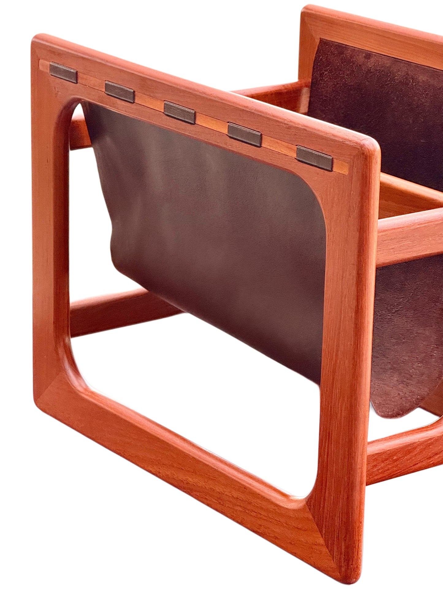 Aksel Kjersgaard for Salin Møbler Danish Teak & Twin Leather Magazine Rack