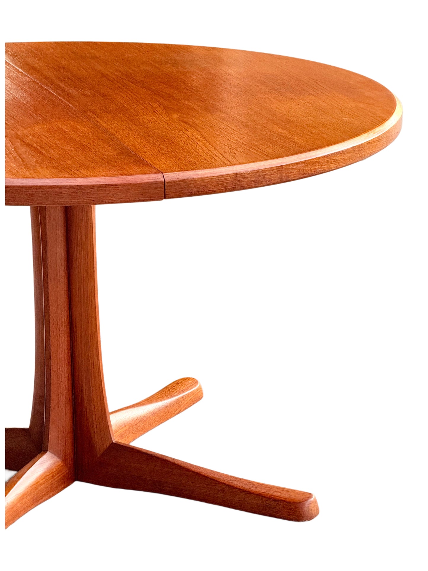 Vintage Mid-Century Modern Round Extendable Teak Dining Table by McIntosh, Seats 4-8, Scandinavian-Inspired Design