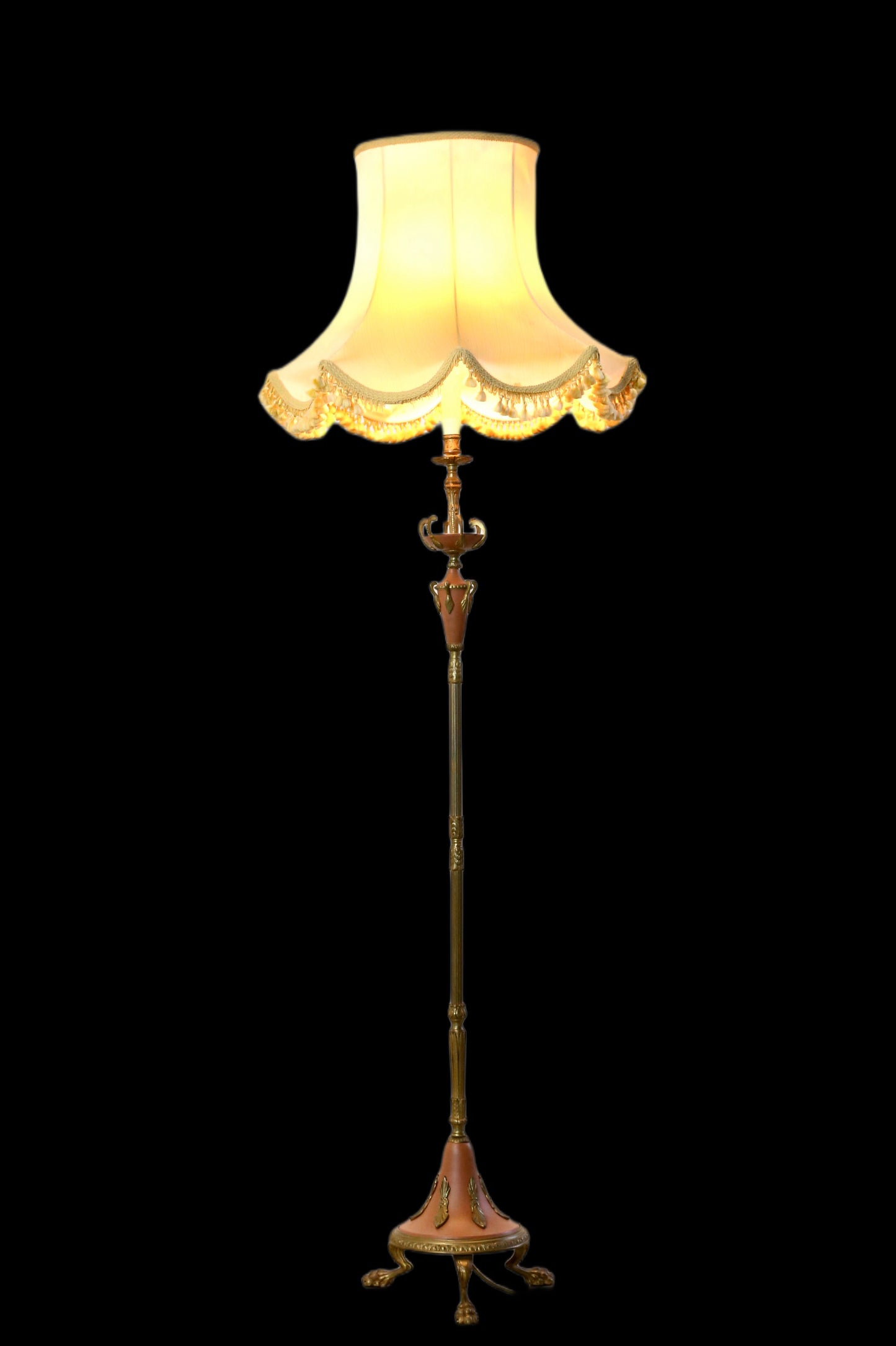 French Antique Painted Brass Standard Floor Lamp