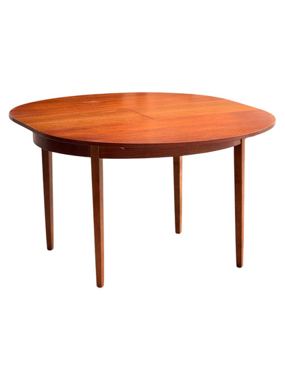 Mid Century Danish Design Round Teak Extending Dining Table.