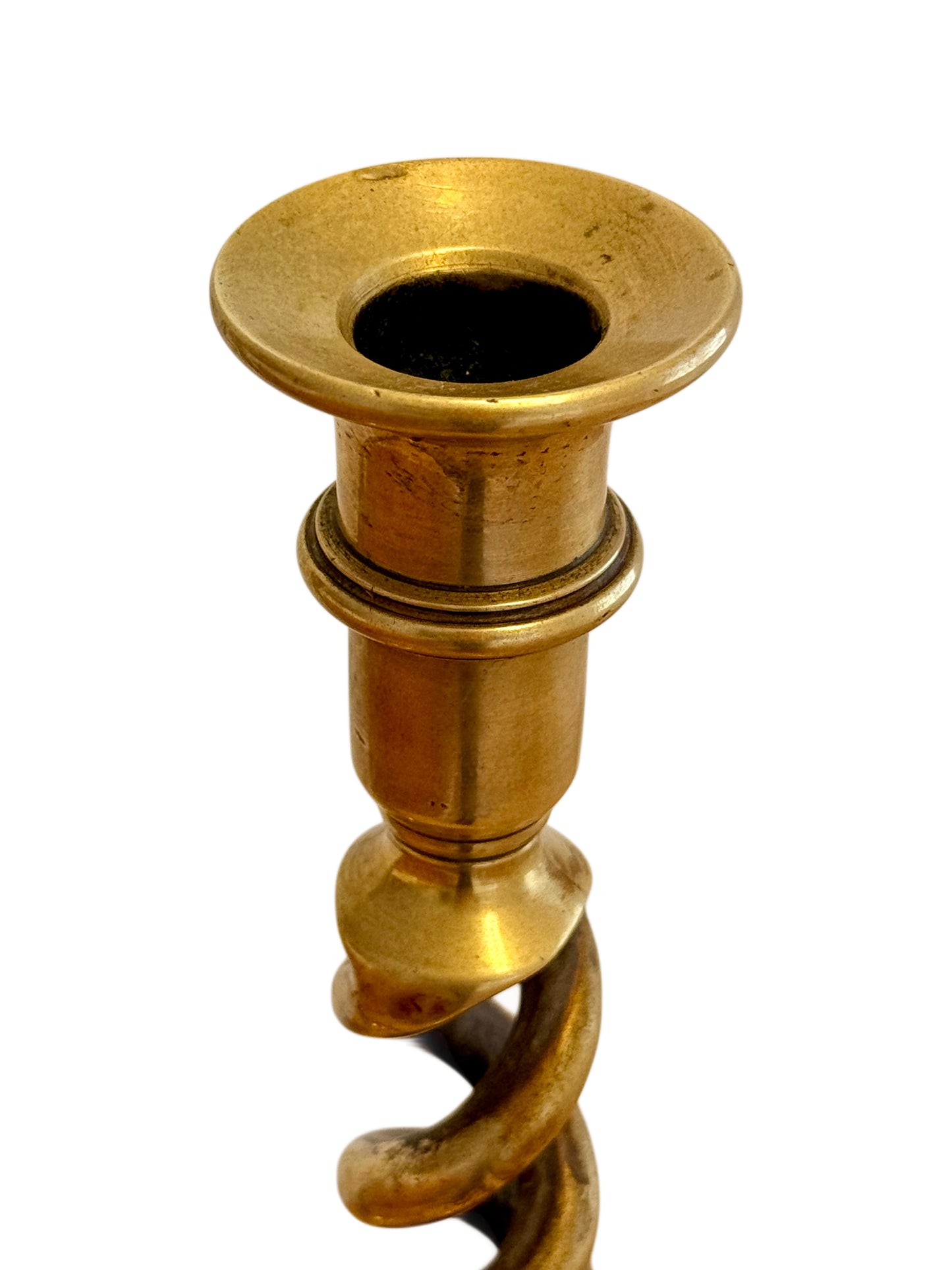 Pair Of 19th Century Victorian Barley Twist Brass Candlestick Holders