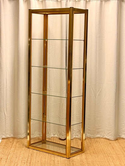 Italian Mid-Century Gilt Brass Etagere by Renato Zevi - Vintage Glass Shelves 202cm