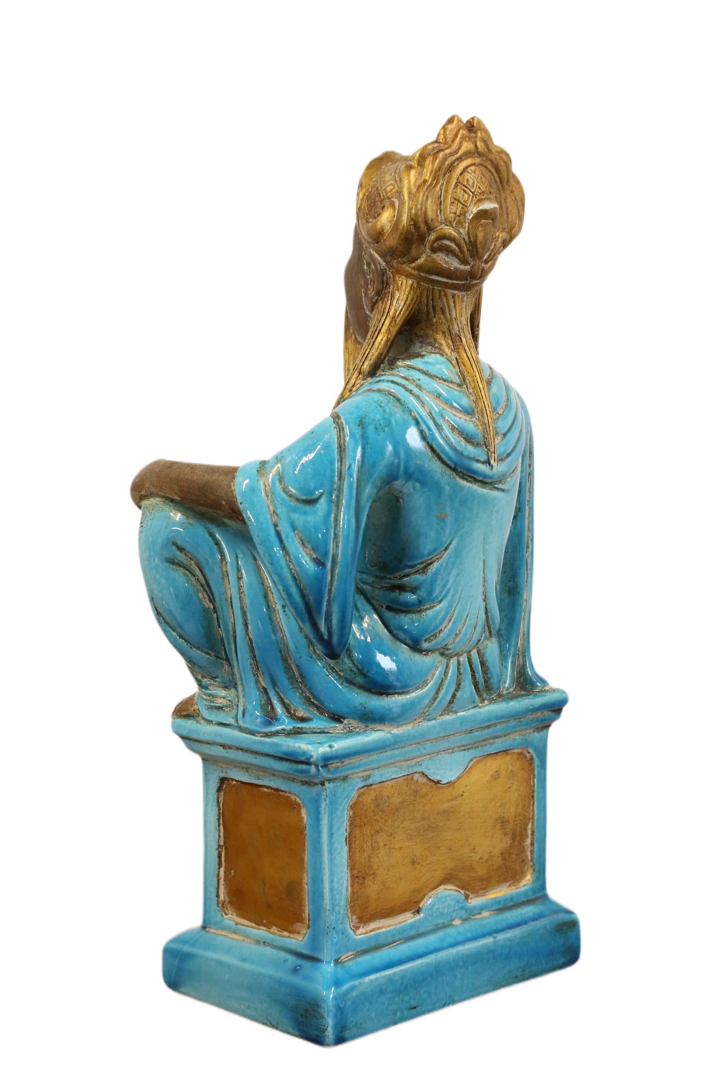 Mid-Century French Table Lamp with Italian Ugo Zaccagnini Turquoise Ceramic Figure - Vintage Decor