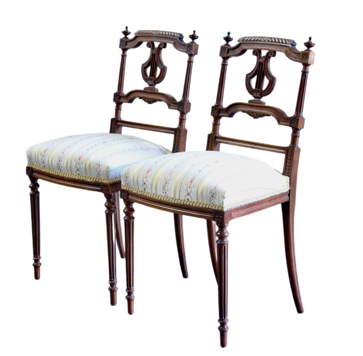 Pair, Antique Mahogany Lyre Back Side Chairs