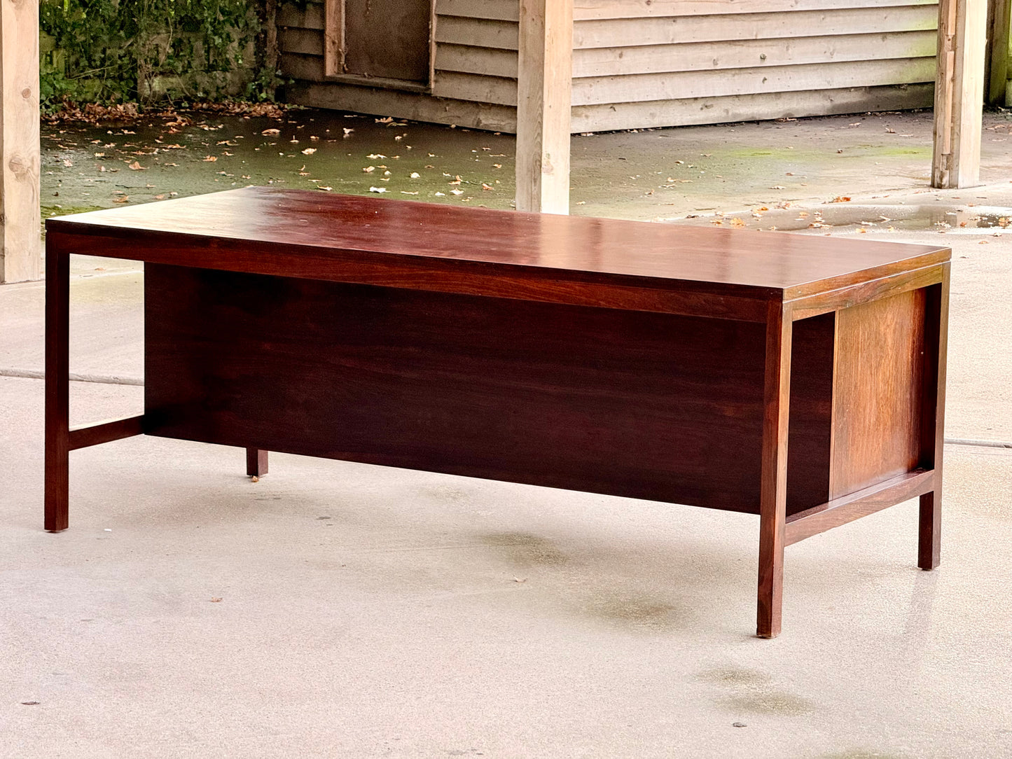 Large Mid Century Modern Danish Design Executive Desk Double Pedestal