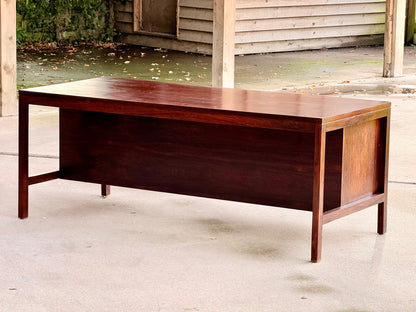 Large Mid Century Modern Danish Design Executive Desk Double Pedestal